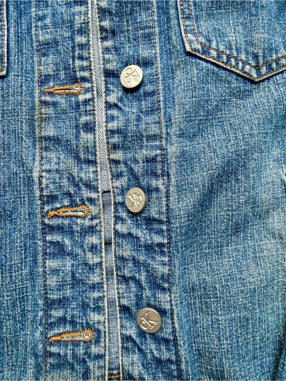 Calvin Klein Upcycled Denim Jacket L Sequin Star OOAK Reworked Jean Jacket - Picture 11 of 12